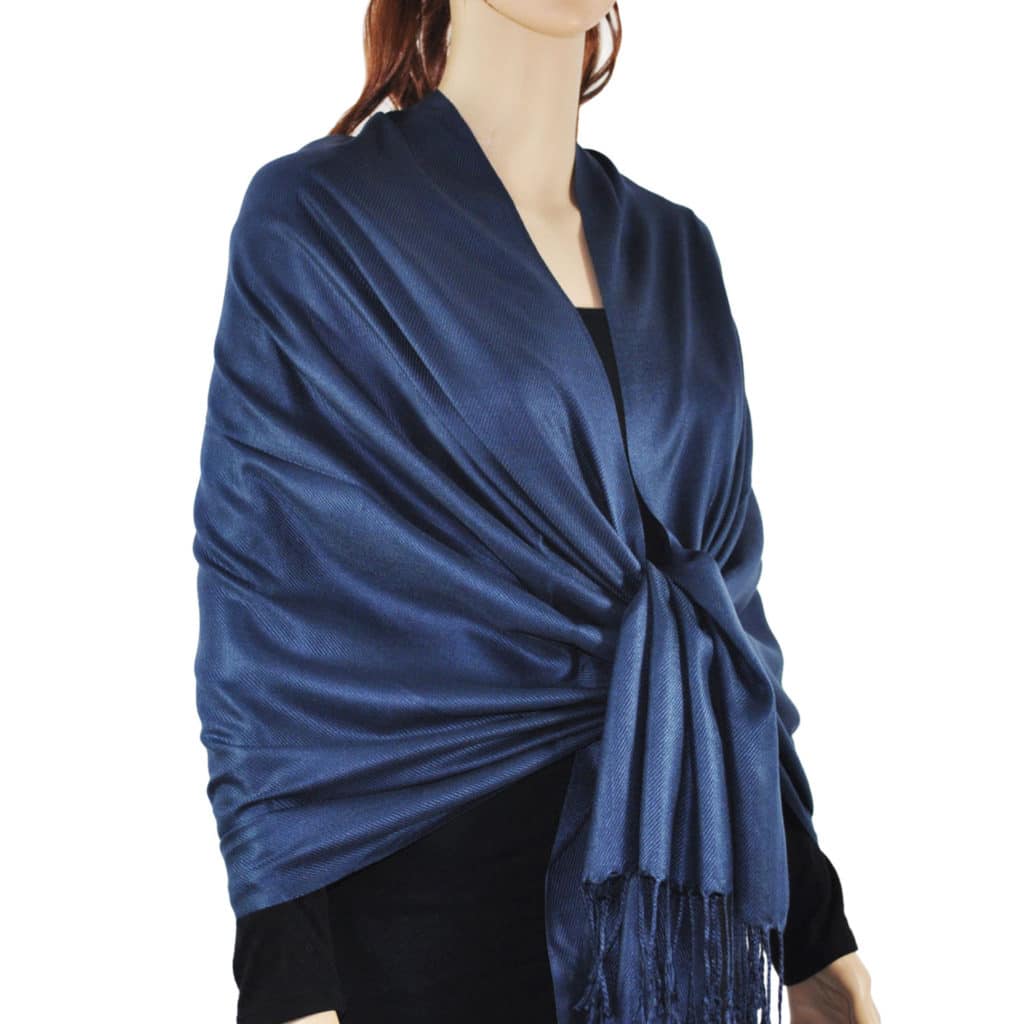 Solid Silky Wedding Pashmina Navy Wholesale Scarves City 5573