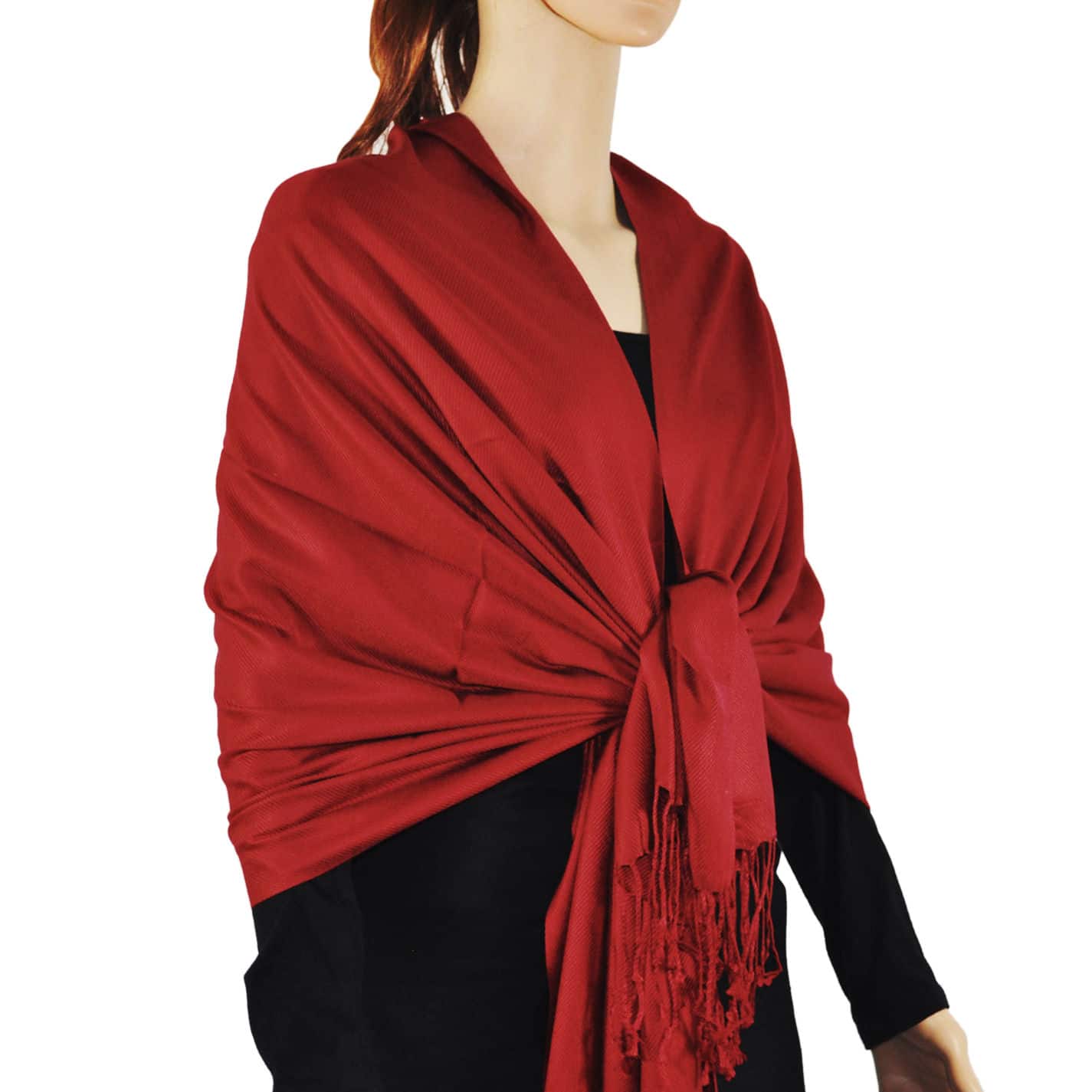Solid Silky Wedding Pashmina Ruby Red - Wholesale Scarves City