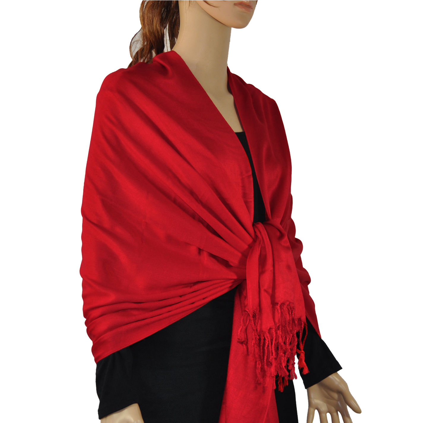 Satin Solid Pashmina Red - Wholesale Scarves City