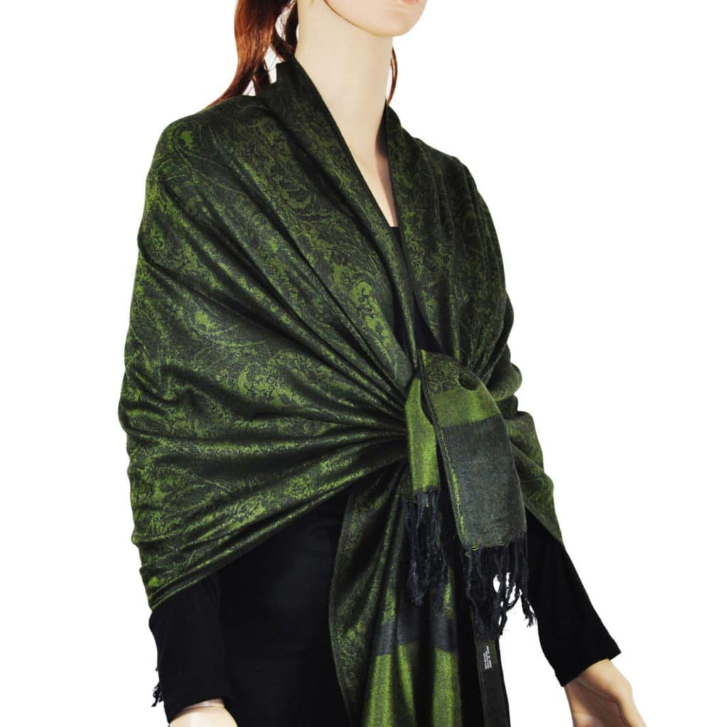 Whole Jacquard Pashmina Dark Green - Wholesale Scarves City