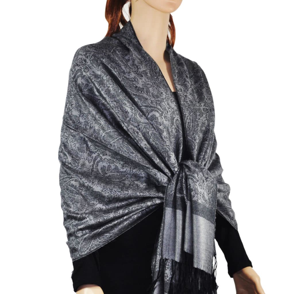 Whole Jacquard Pashmina Light Slate Grey - Wholesale Scarves City